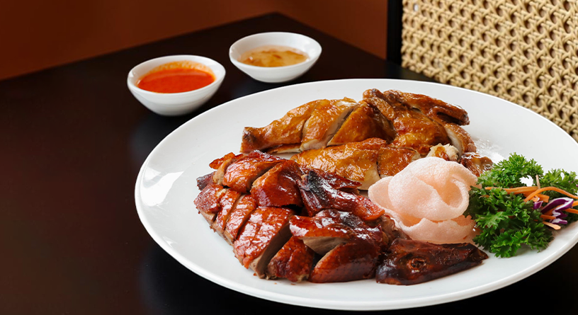 Deep-Fried Crispy Chicken & Roast Duck Duo Platter